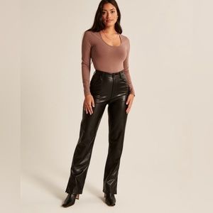 Abercrombie & Fitch Black Vegan Leather Straight Leg Pants